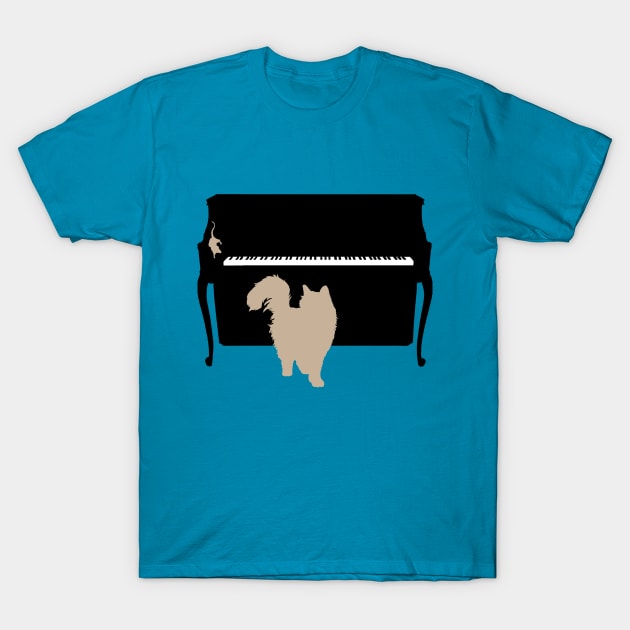 Cat and Mouse on Piano T-Shirt by CatAstropheBoxes